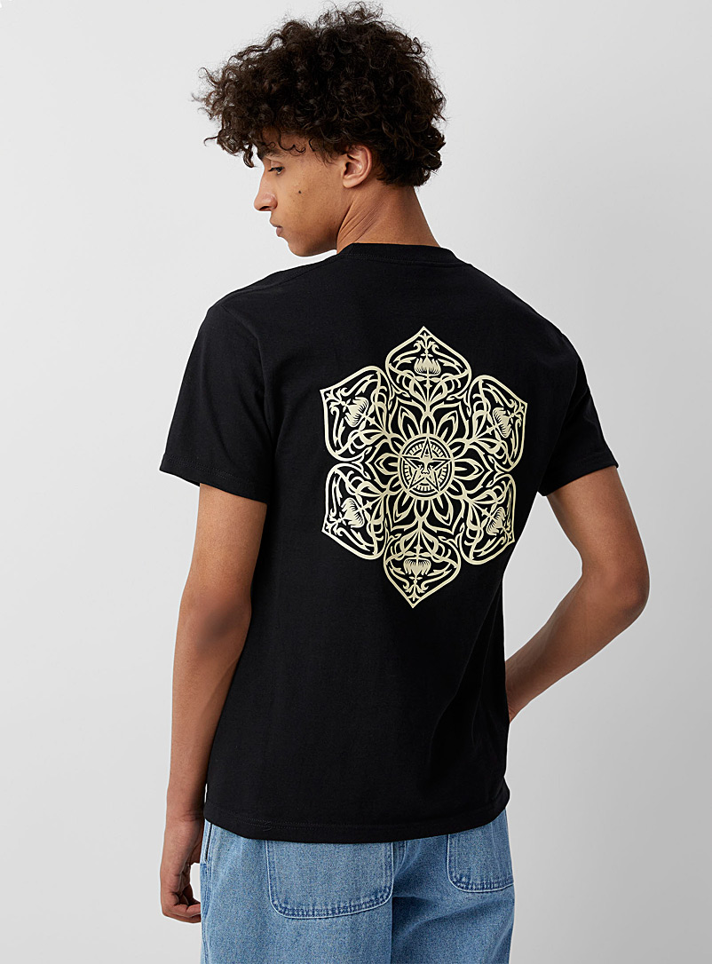 Obey Black Mandala logo T-shirt for men