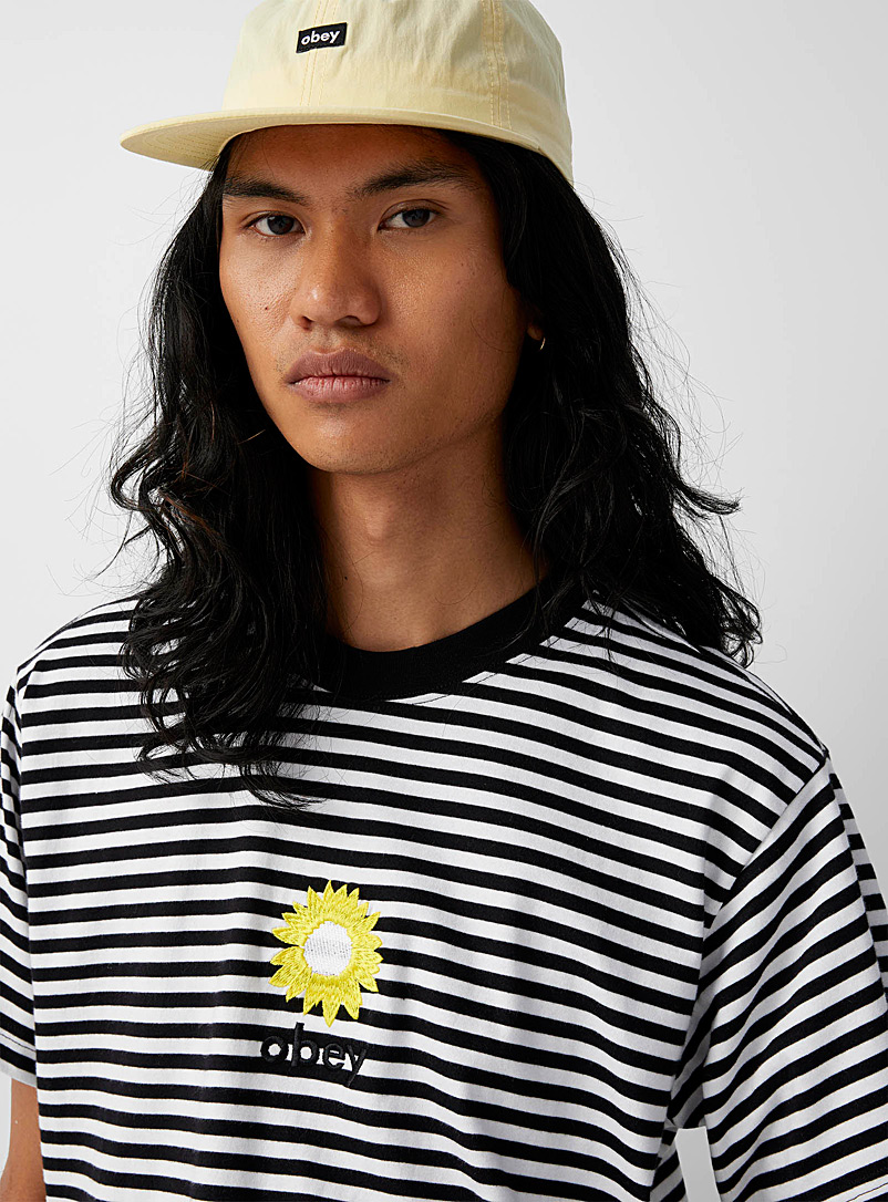 Obey Black Sun stripe T-shirt for men