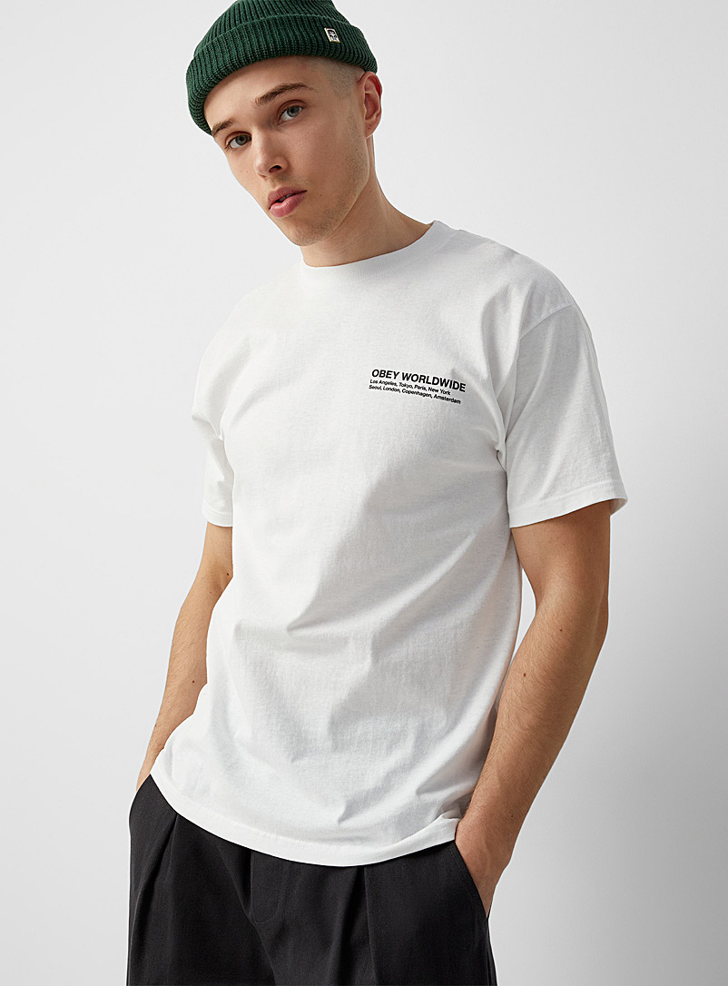 Obey: Le t-shirt icône demi-visage Blanc pour homme