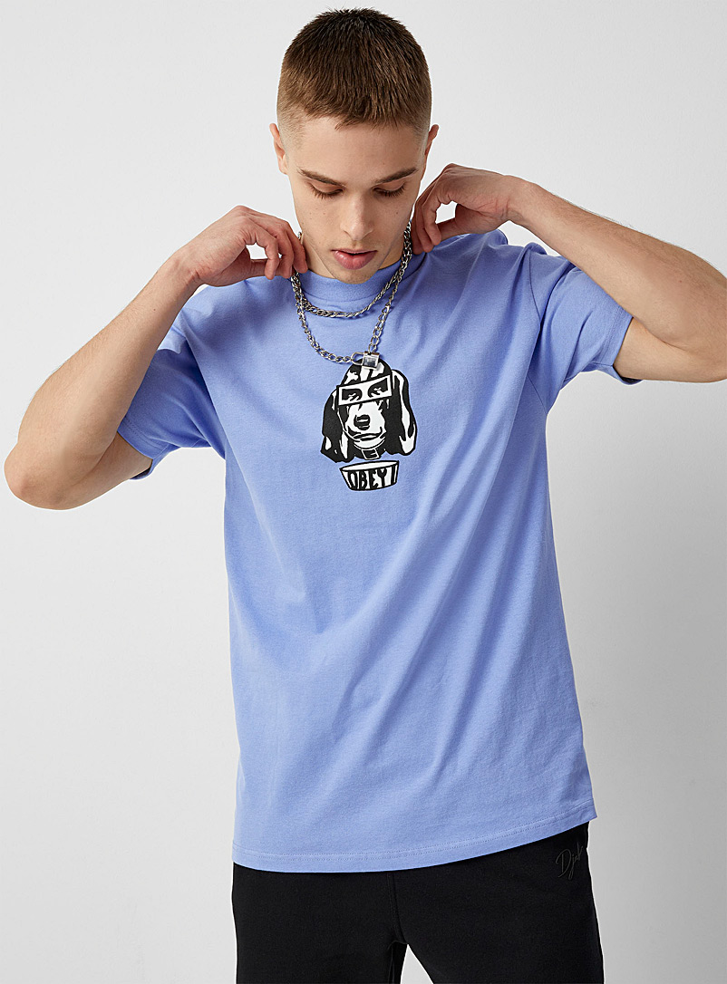 Obey: Le t-shirt logo basset Mauve pour homme