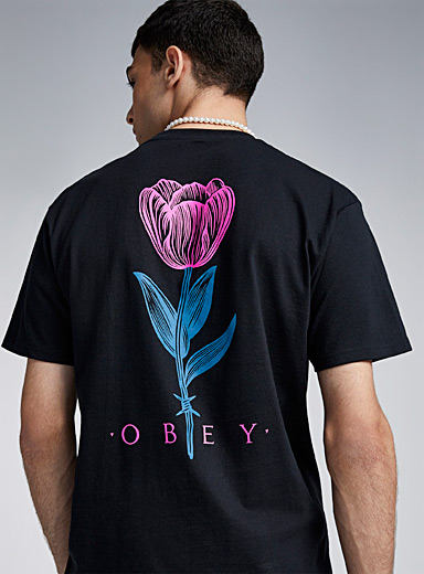 Obey Black Barbwire flower T-shirt for men