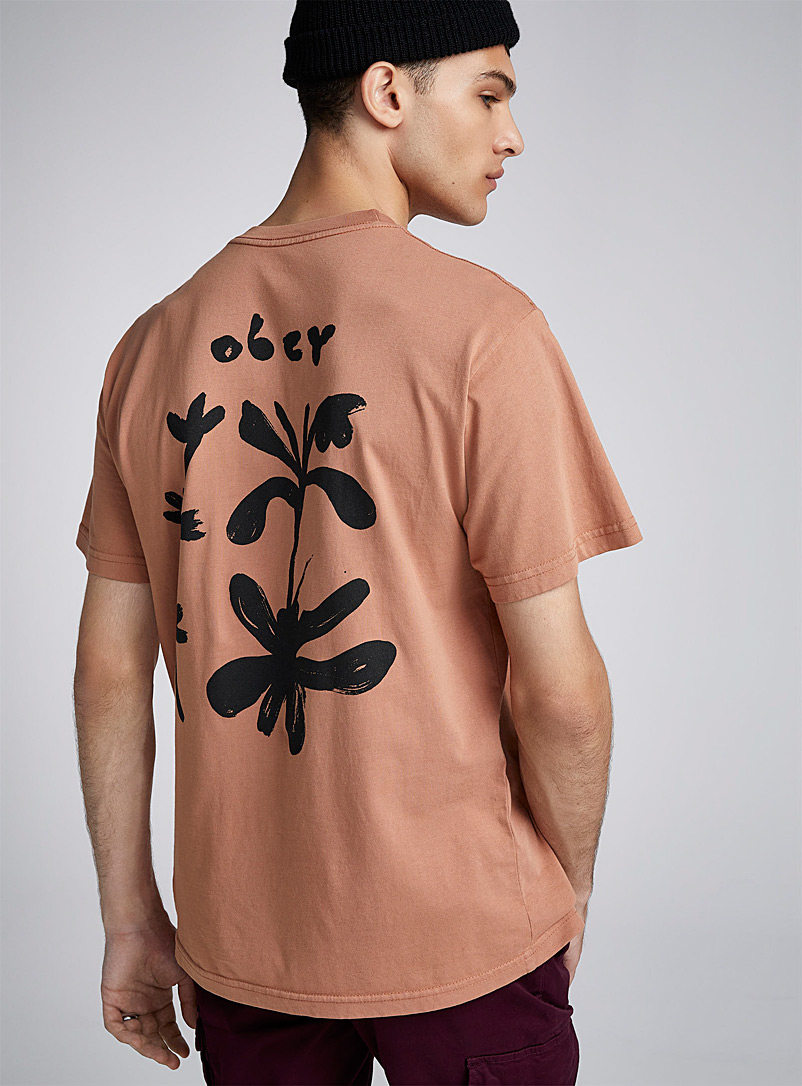 Obey: Le t-shirt fleurs minimalistes Cuivre rouille pour homme