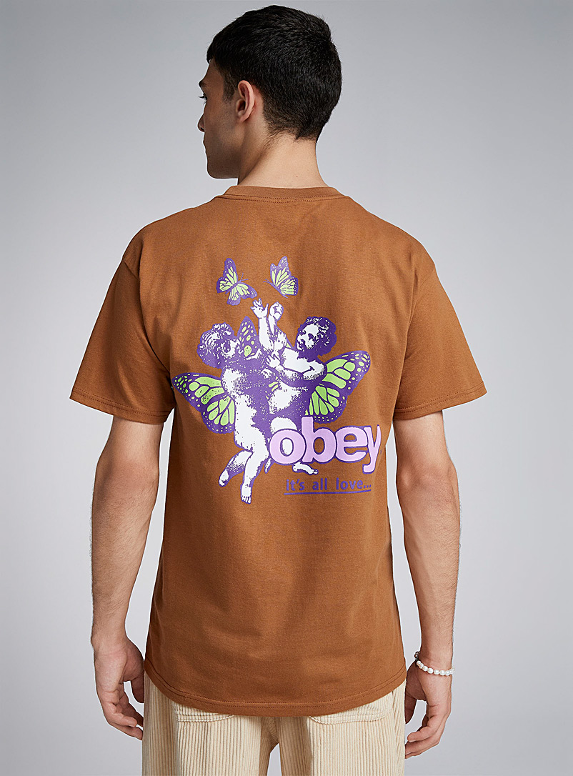 Obey: Le t-shirt paradis céleste Miel chameau pour homme