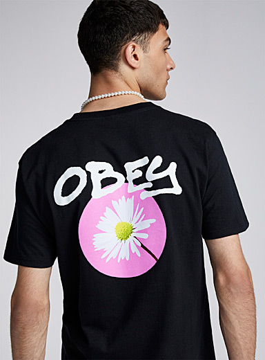 Obey Black Daisy spray T-shirt for men