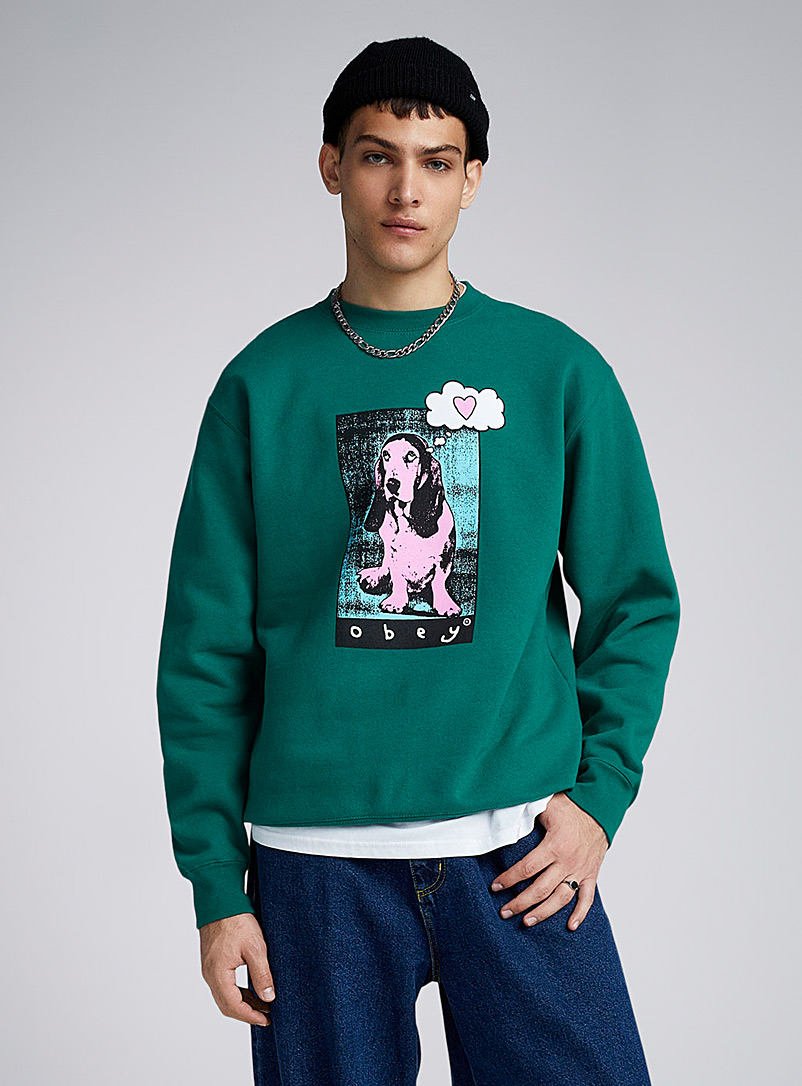 Obey Green Love pup sweatshirt for men