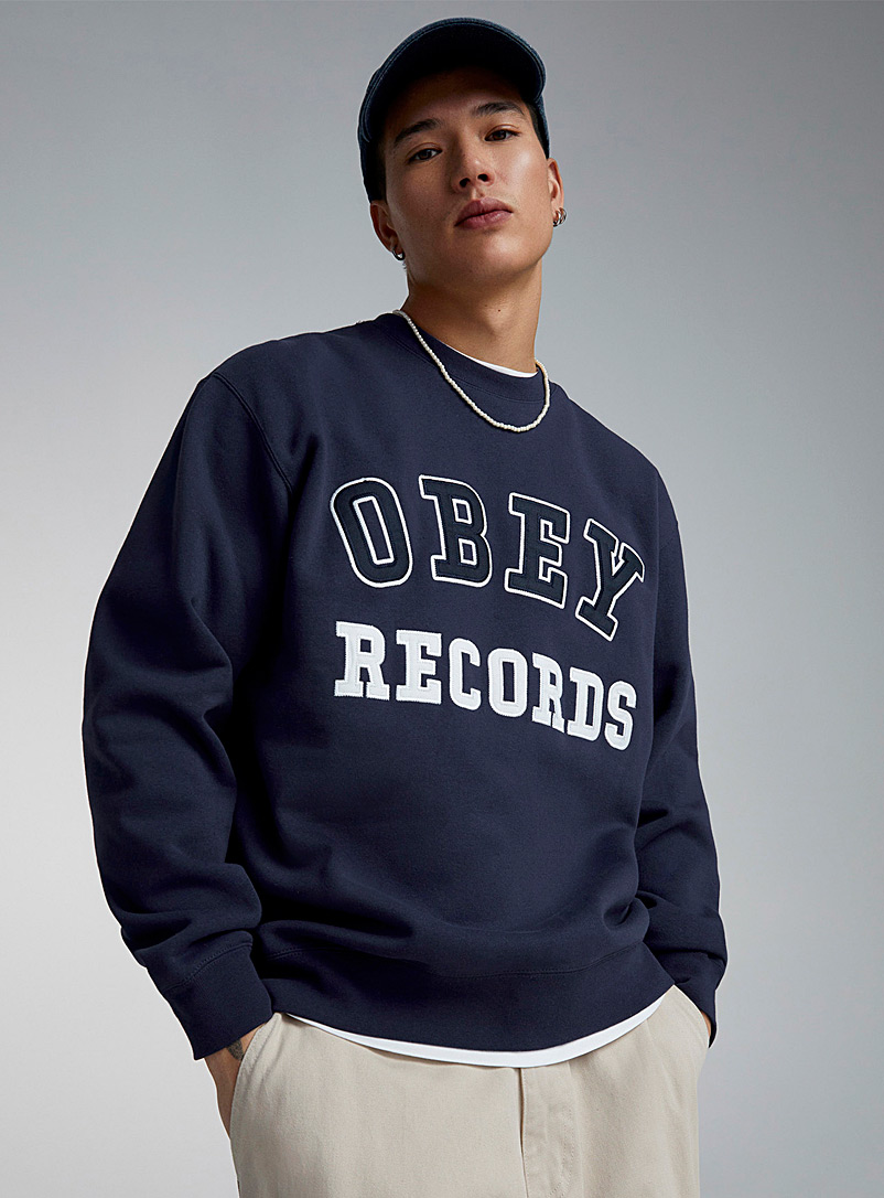 Obey Marine Blue Obey Records sweatshirt for men
