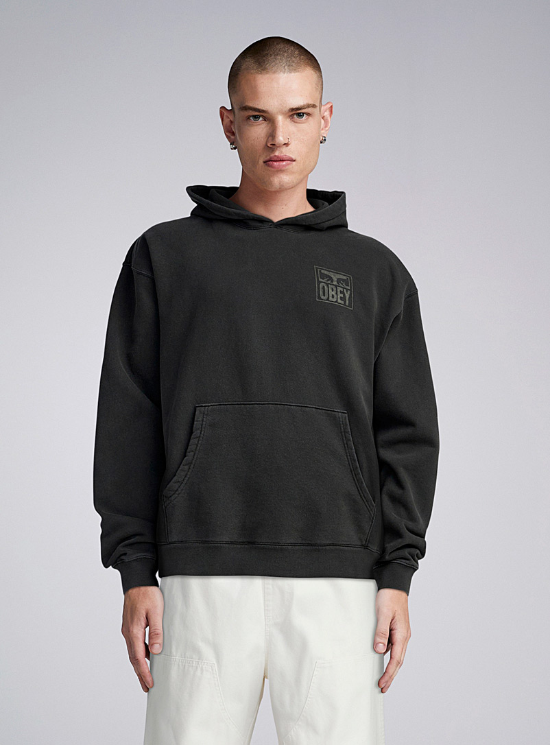 Obey Black Eyes Icon faded hoodie for men