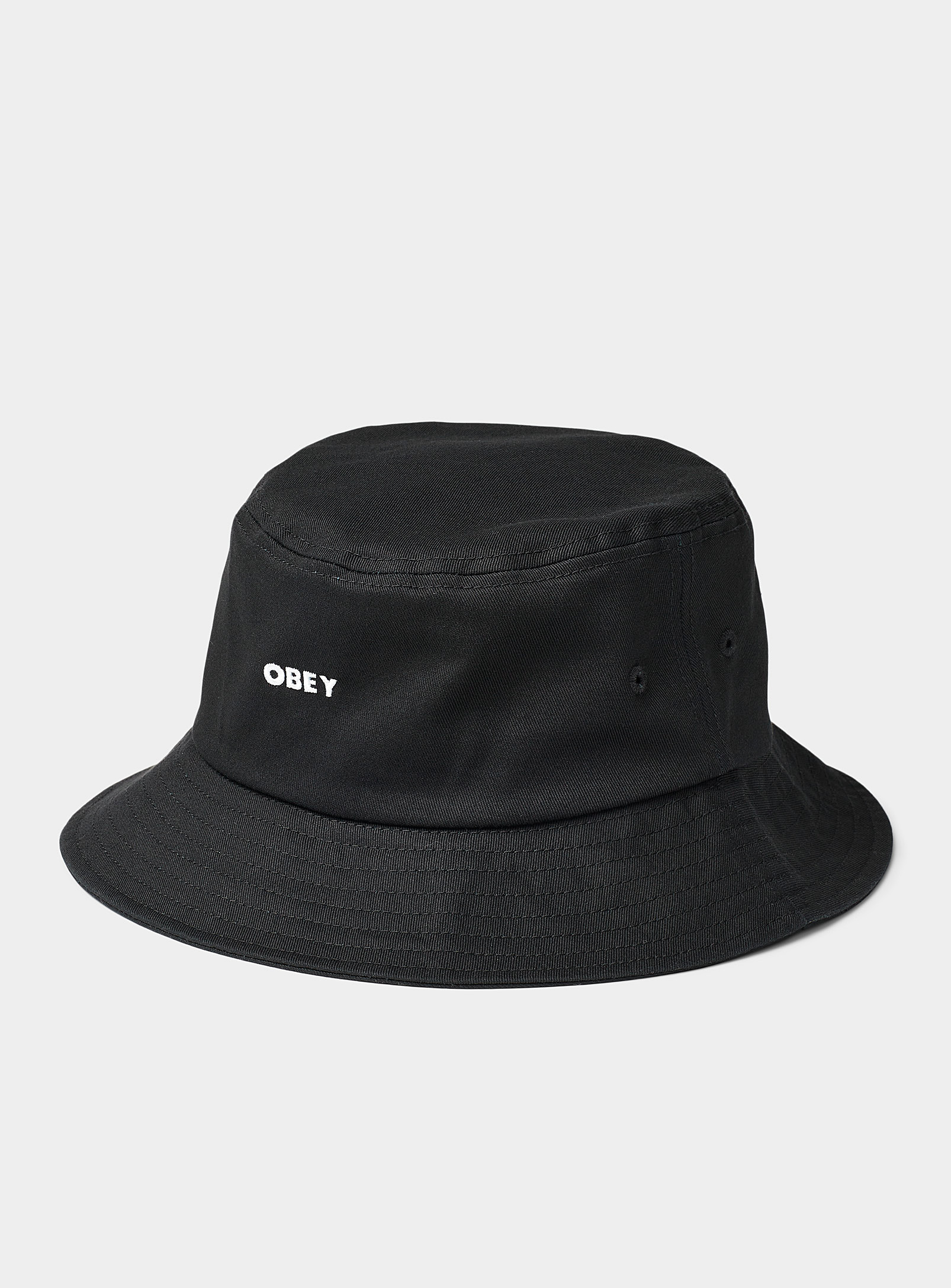 Obey Embroidered Logo Bucket Hat In Black