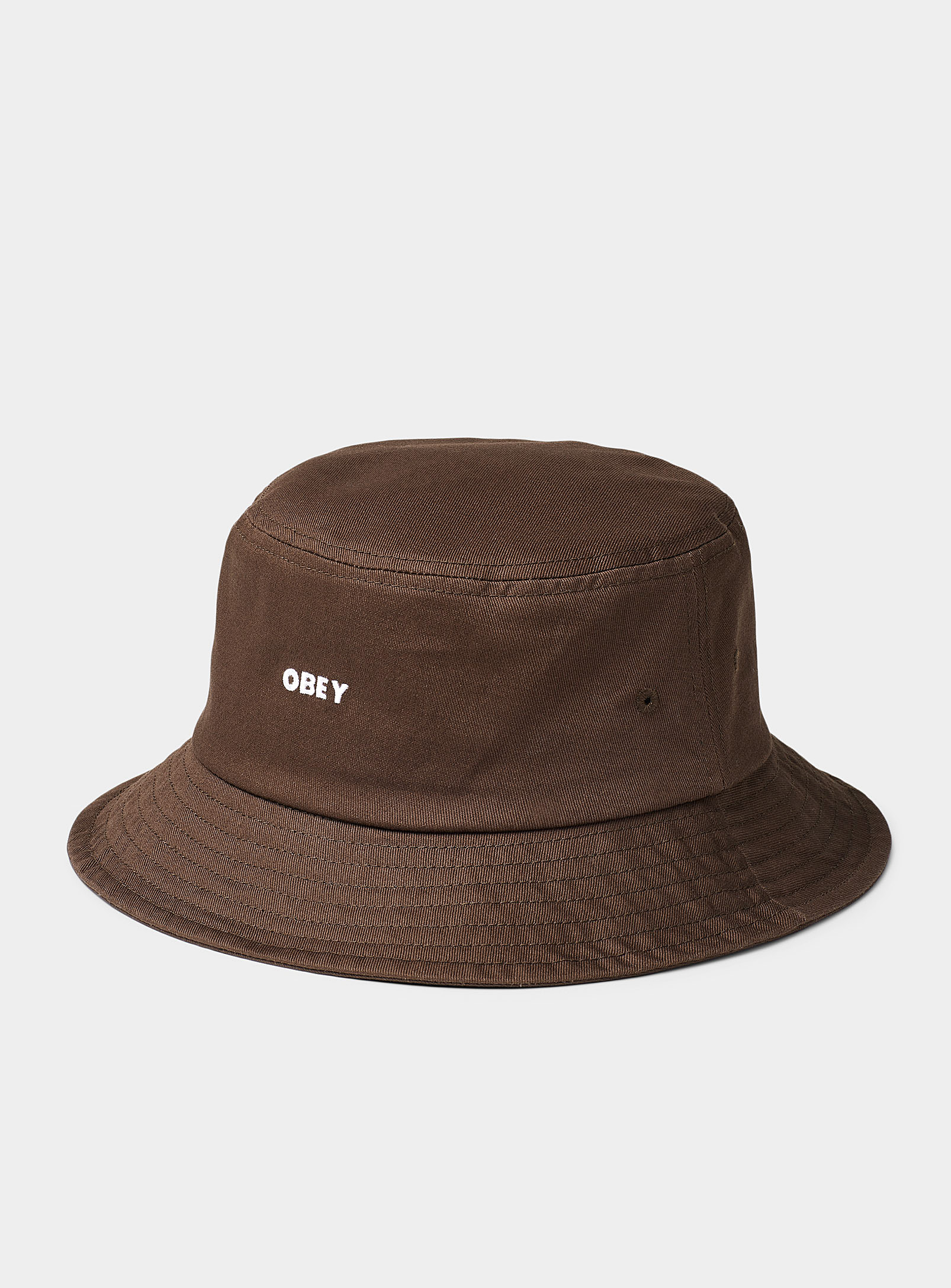 Obey Embroidered Logo Bucket Hat In Brown