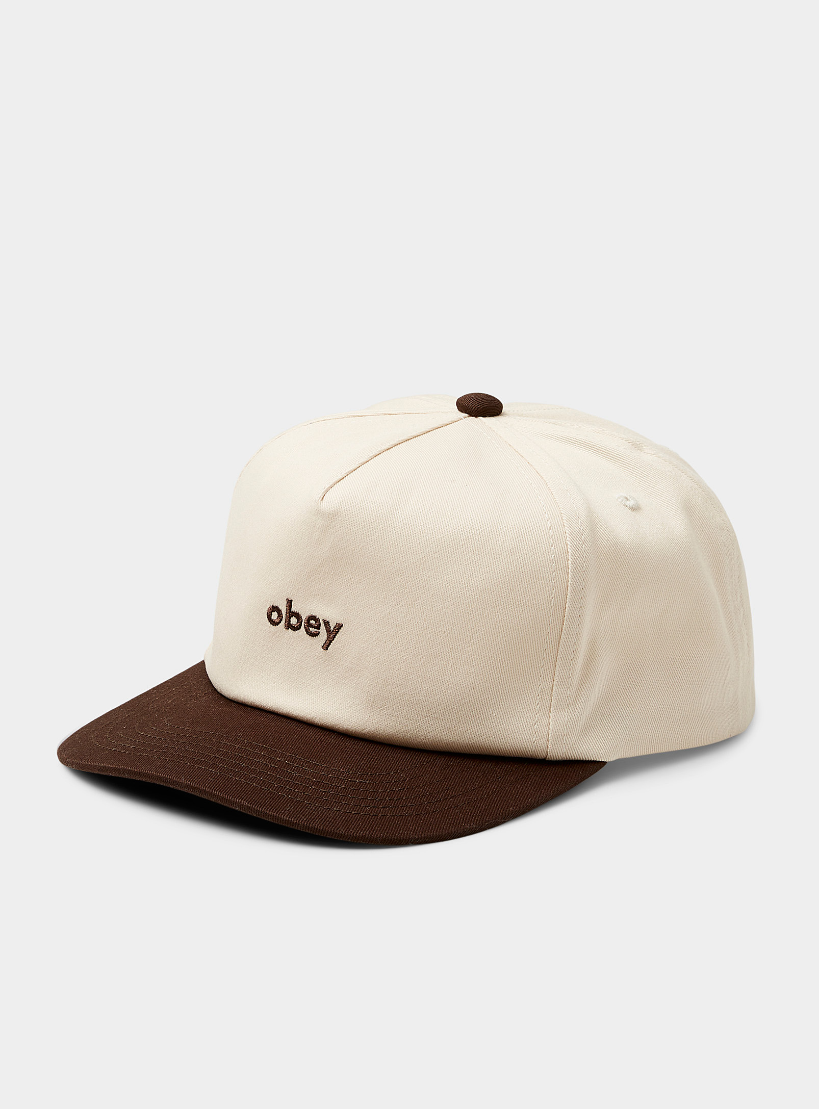 Shop Obey Embroidered-logo Two-tone Cap In Brown
