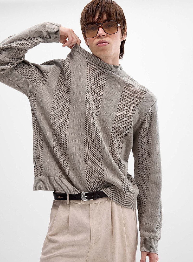 Crochet-Stripe Sweater