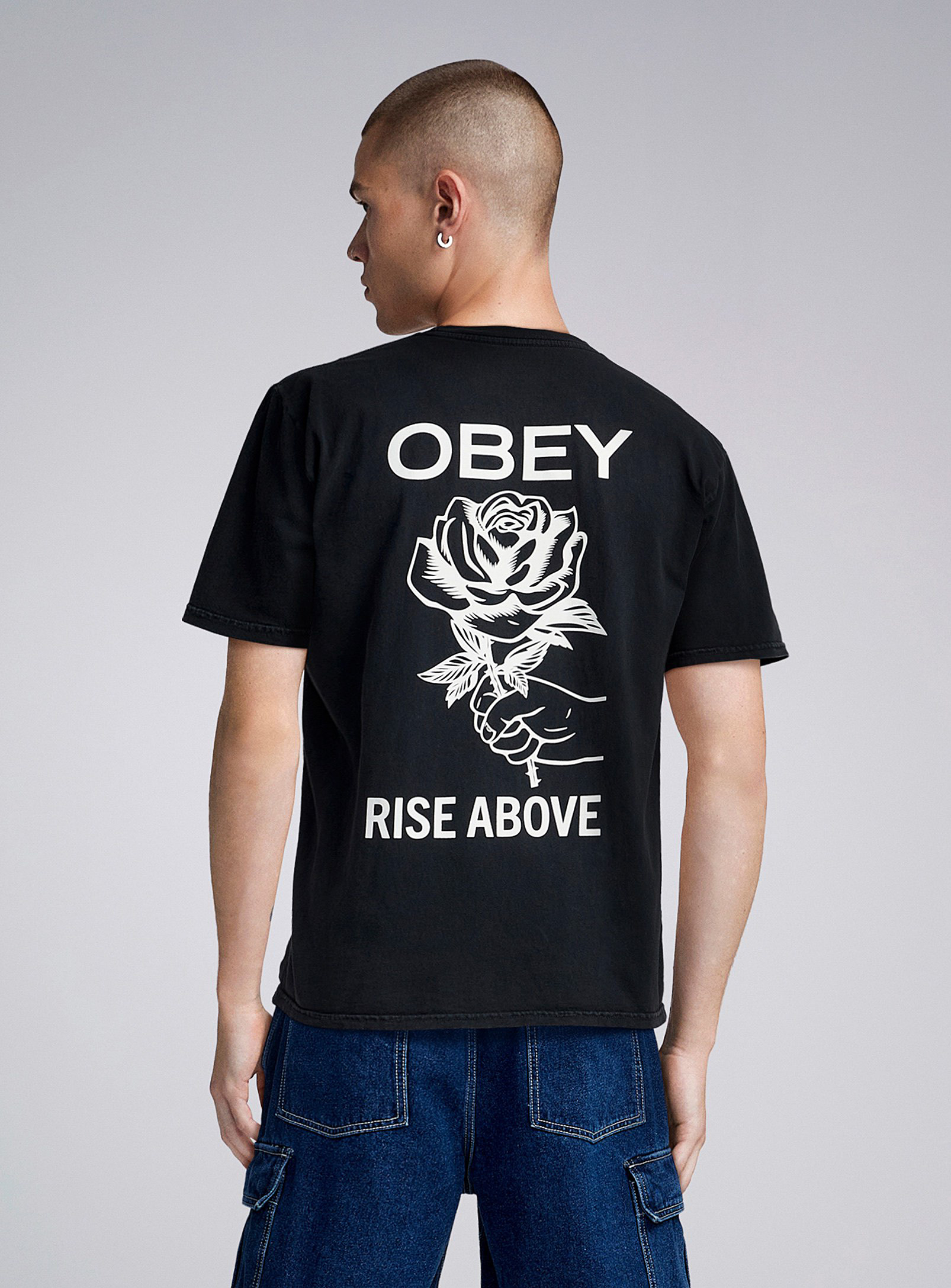 Obey - Le t-shirt rose Rise Above