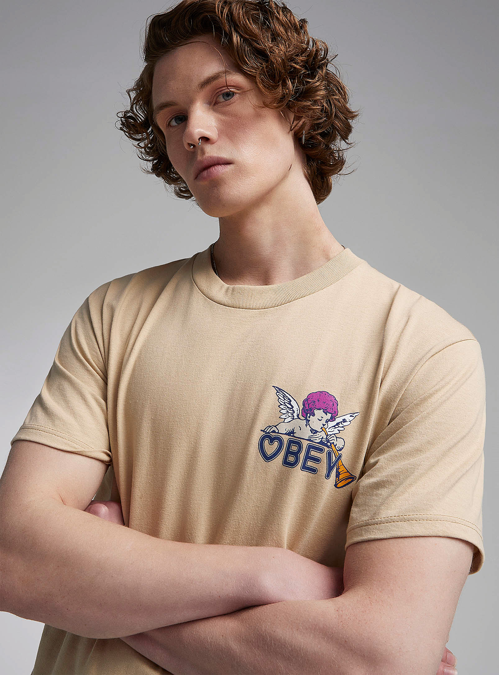 Obey Cherubs T-shirt In Fawn