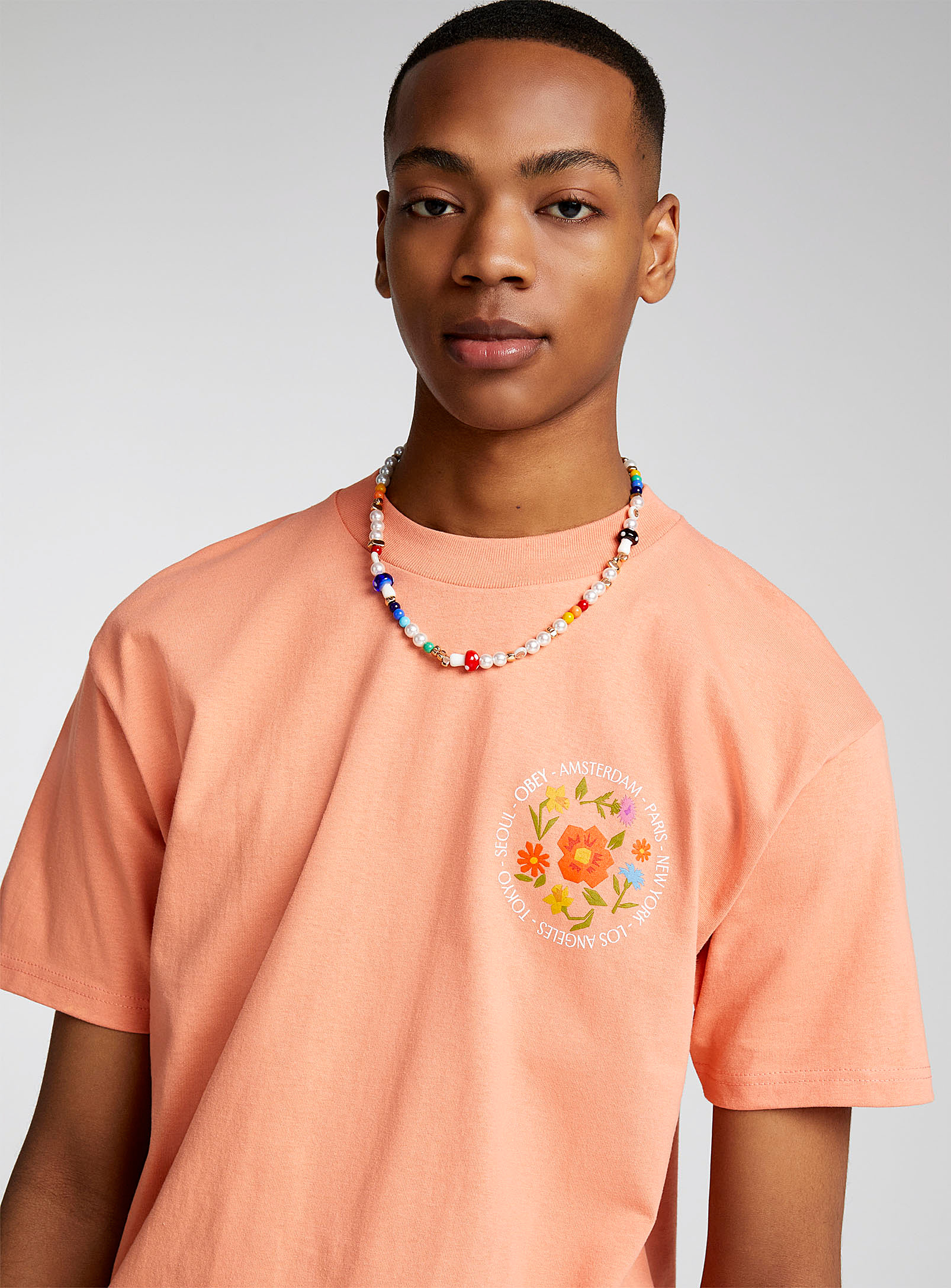 Obey Gardens Of The World T-shirt In Coral