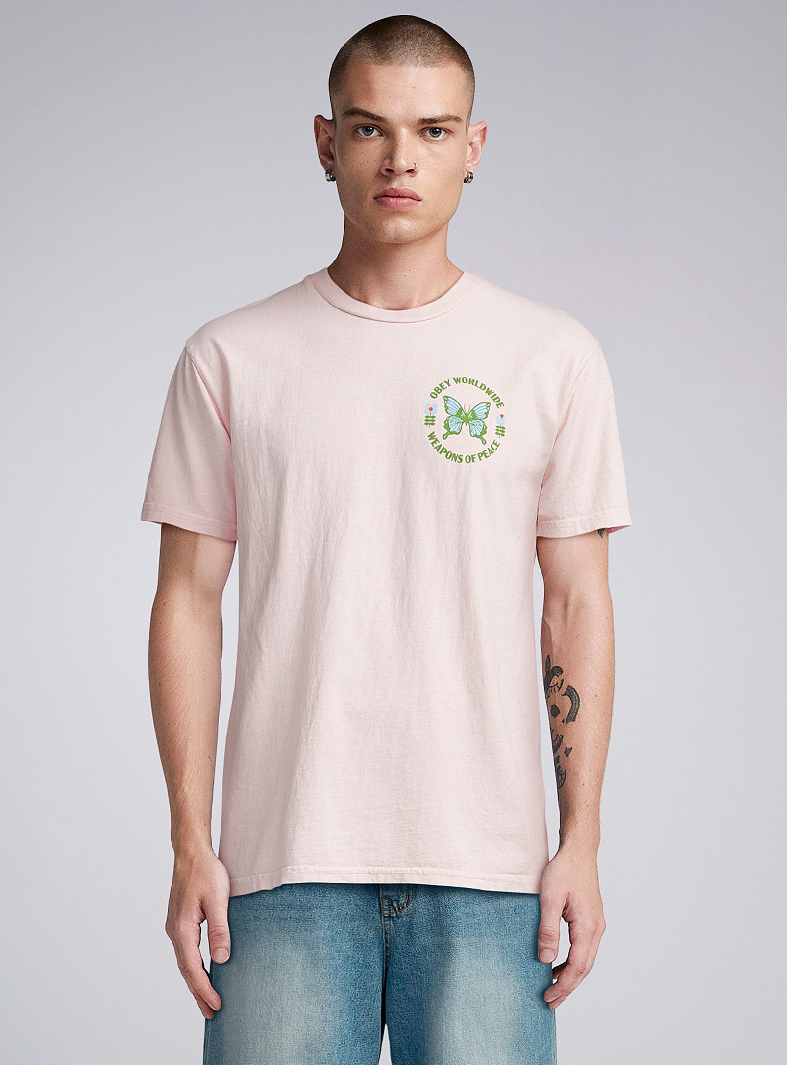 Obey Weapons Of Peace T-shirt In Ivory/cream Beige