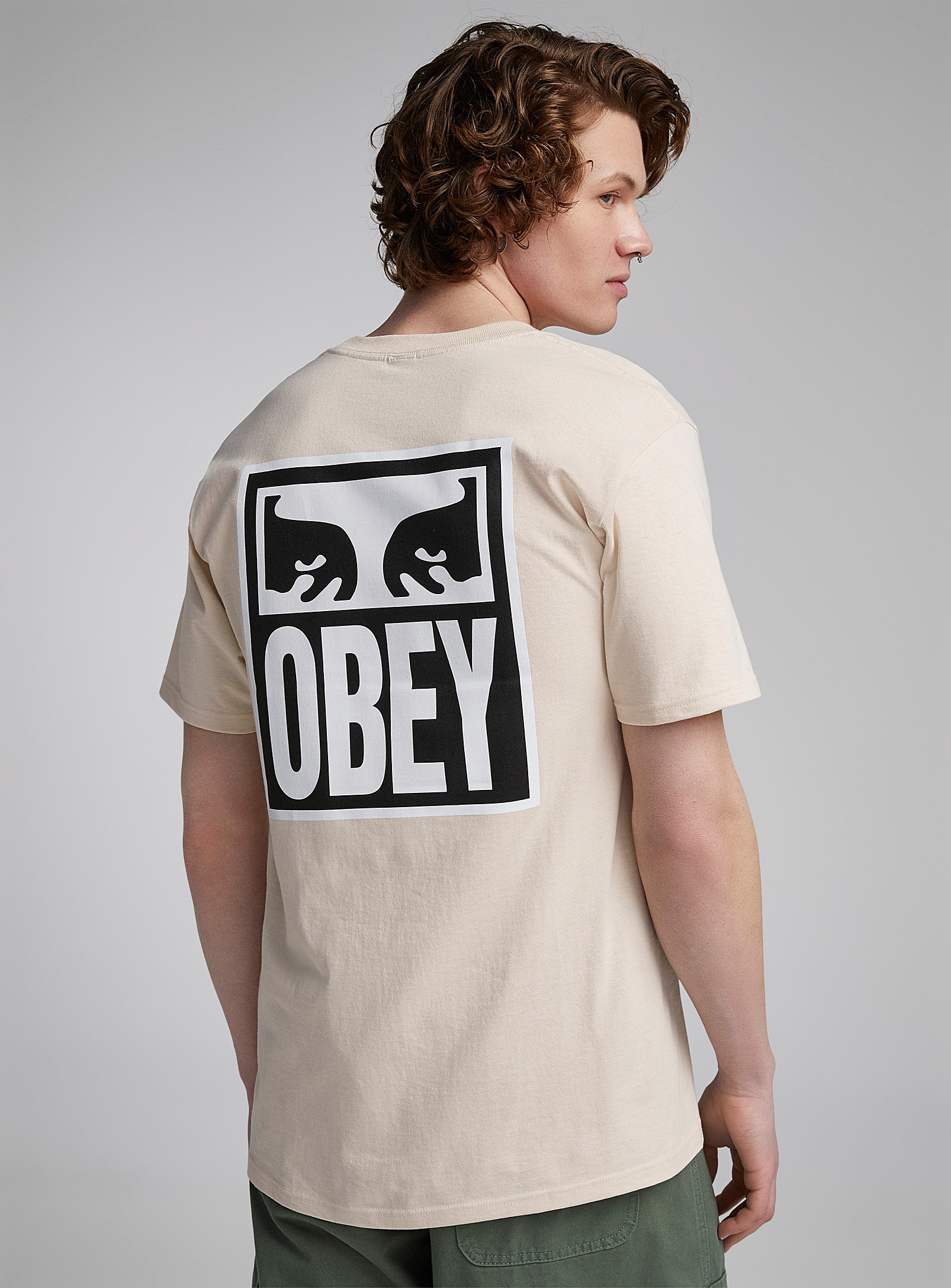 Obey Eyes Icon Ii T-shirt In Cream Beige