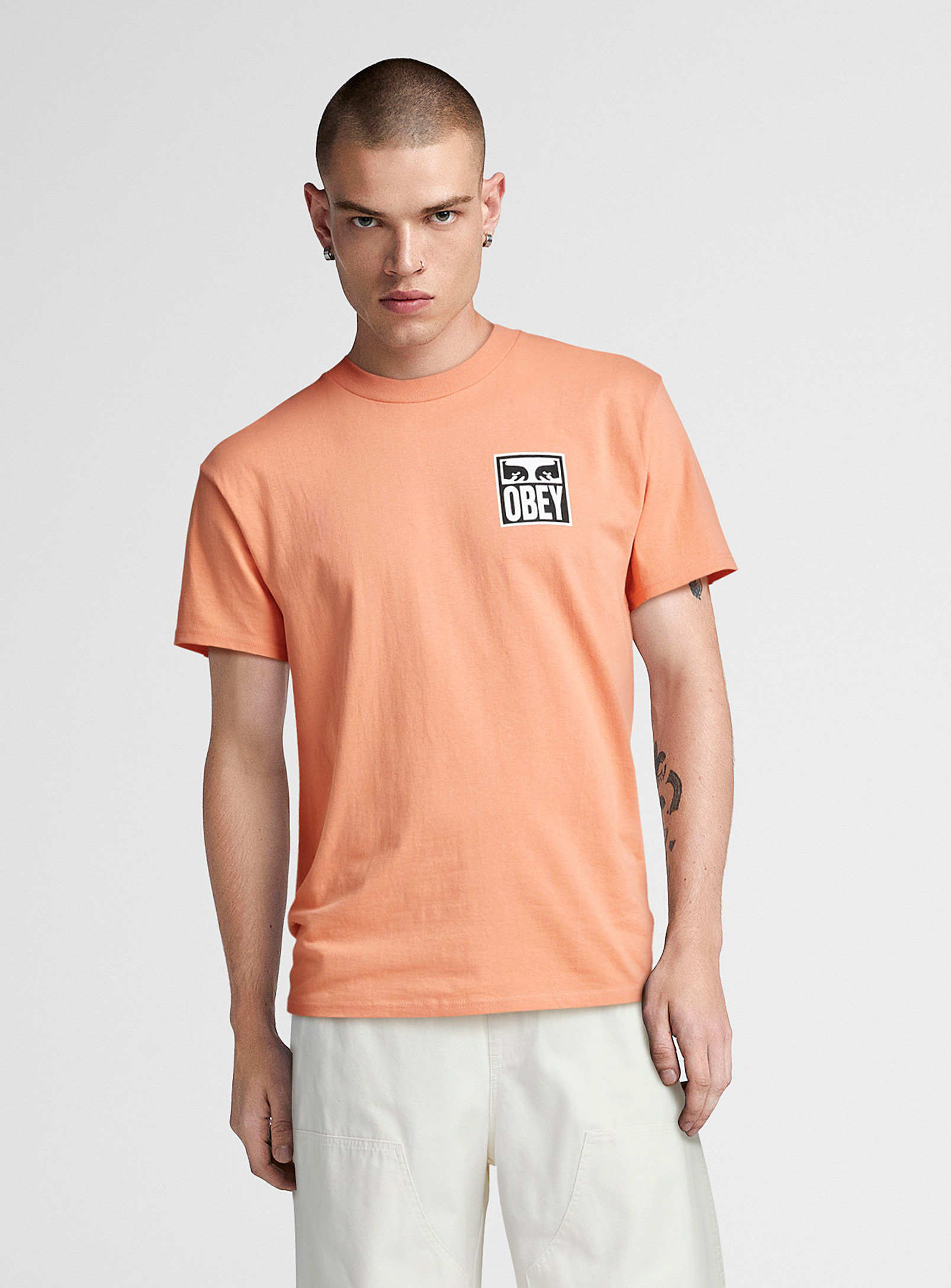 Obey Eyes Icon Ii T-shirt In Coral Orange