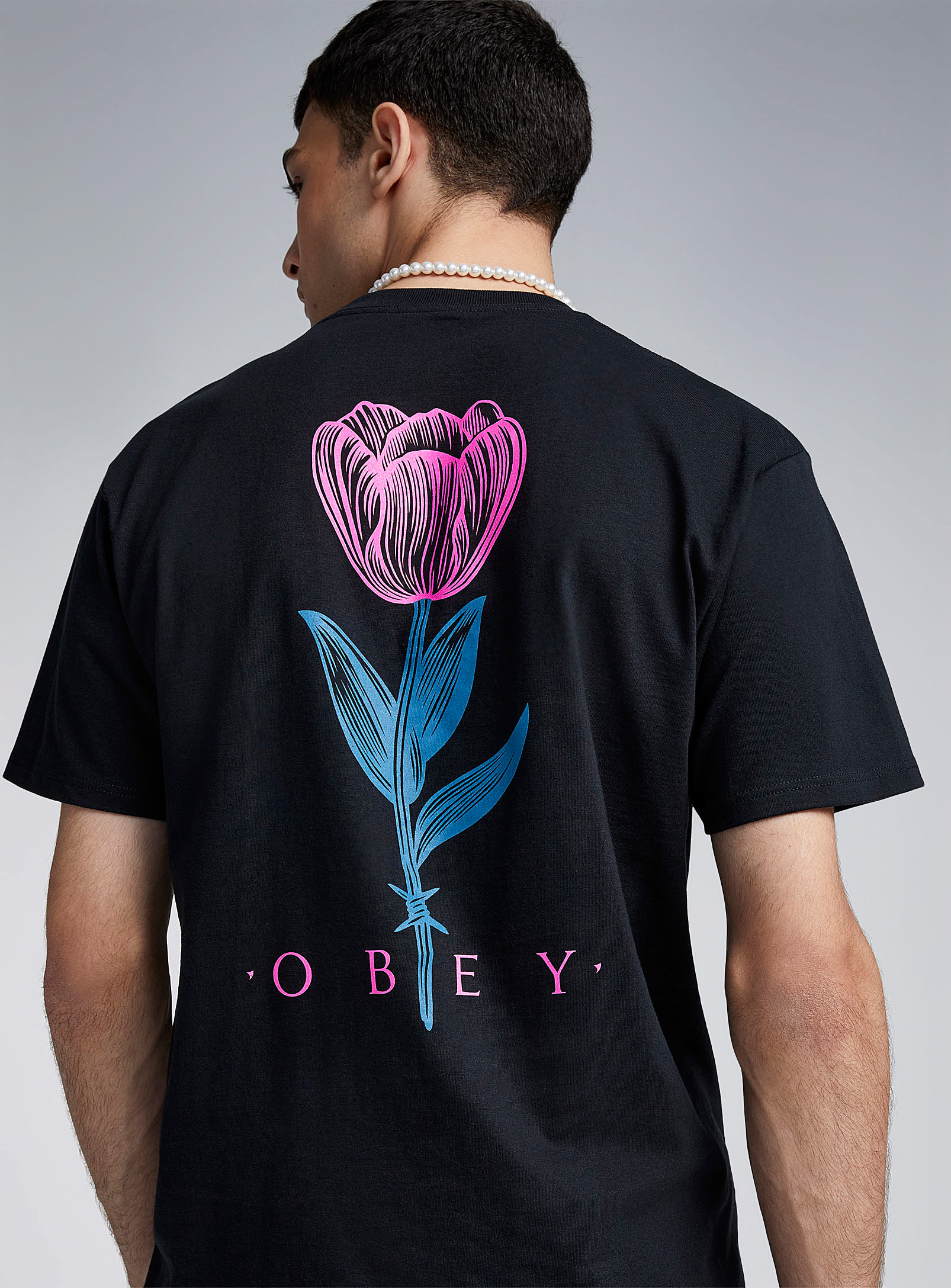 Obey - Men's Barbwire flower T-shirt