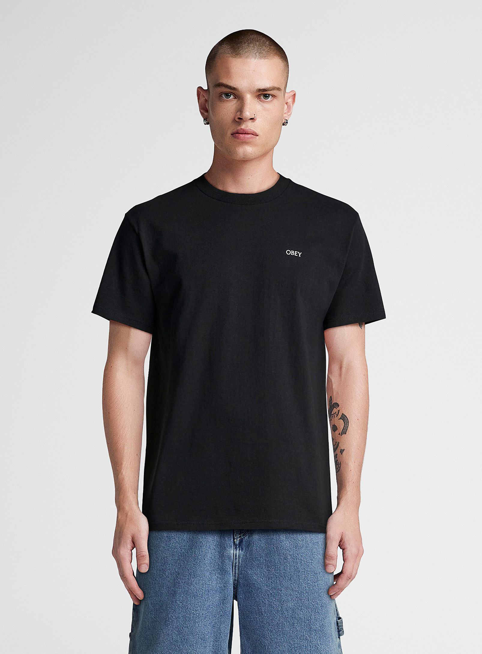 Obey Icarus Print T-shirt In Black