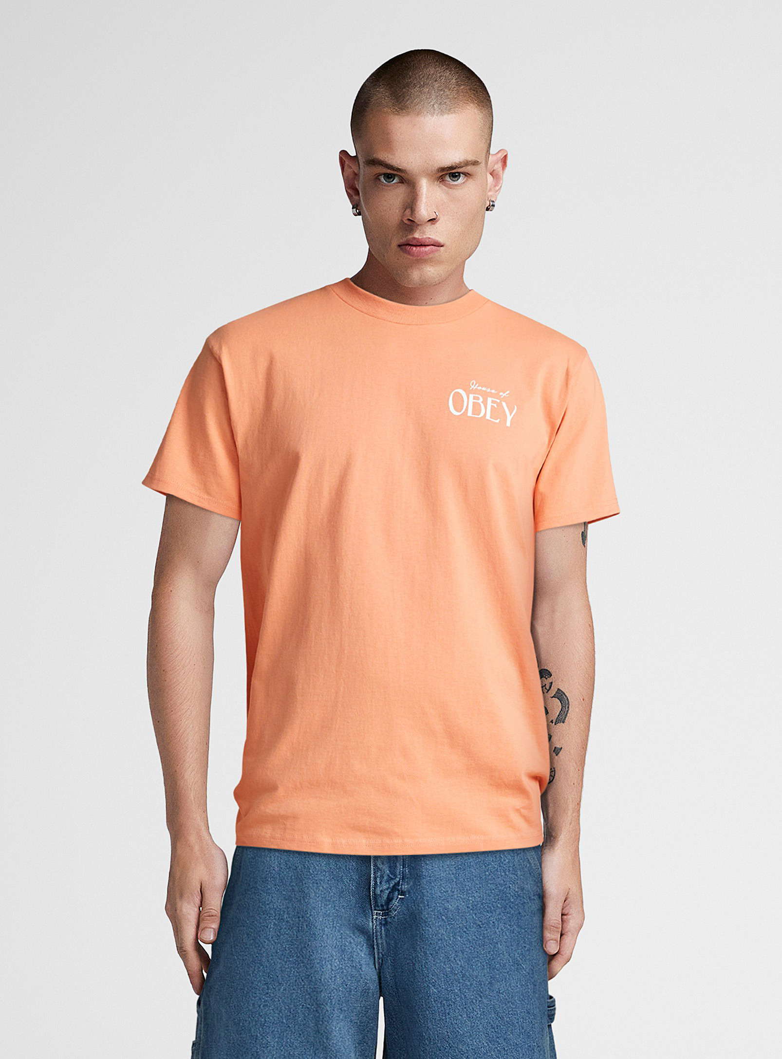 Obey Vacation T-shirt In Coral Orange