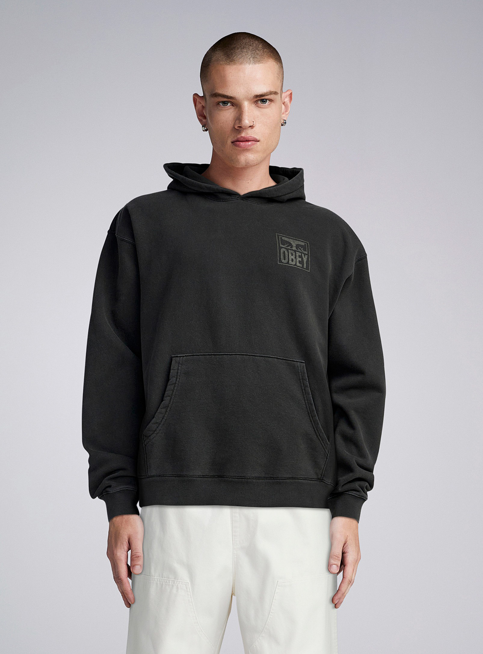 Obey Eyes Icon Faded Hoodie In Black