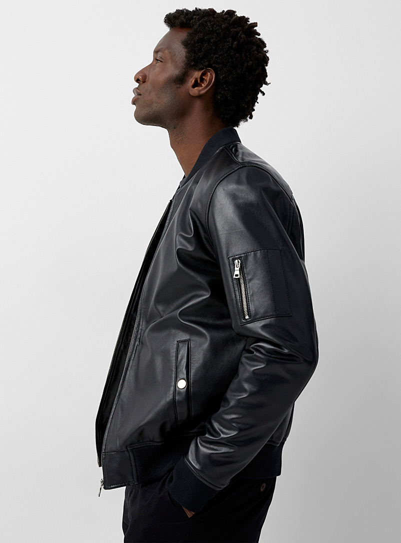 Sly & Co: Le bomber de cuir urbain Noir pour homme