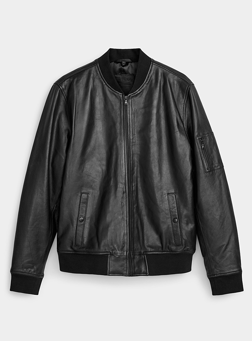 Le 31 Black Urban leather bomber jacket for men