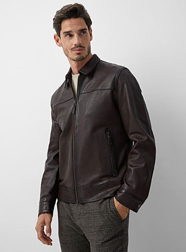 Sly & Co Dark Brown Quantum leather jacket for men