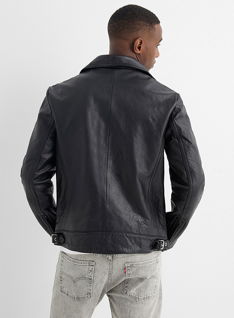 Sly & Co: Le perfecto cuir véritable Noir pour homme
