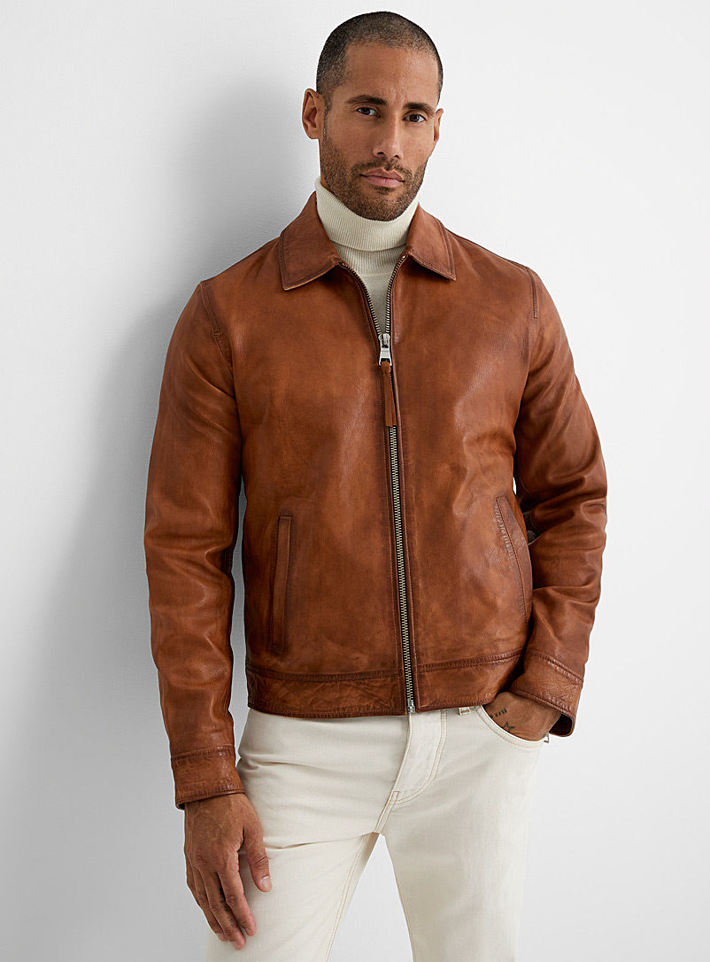 Sly & Co Copper James Dean leather jacket for men