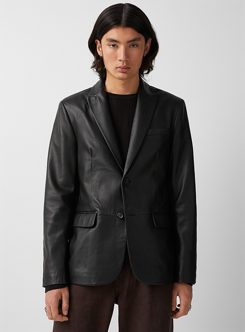 Sly & Co Black London genuine leather blazer jacket for men
