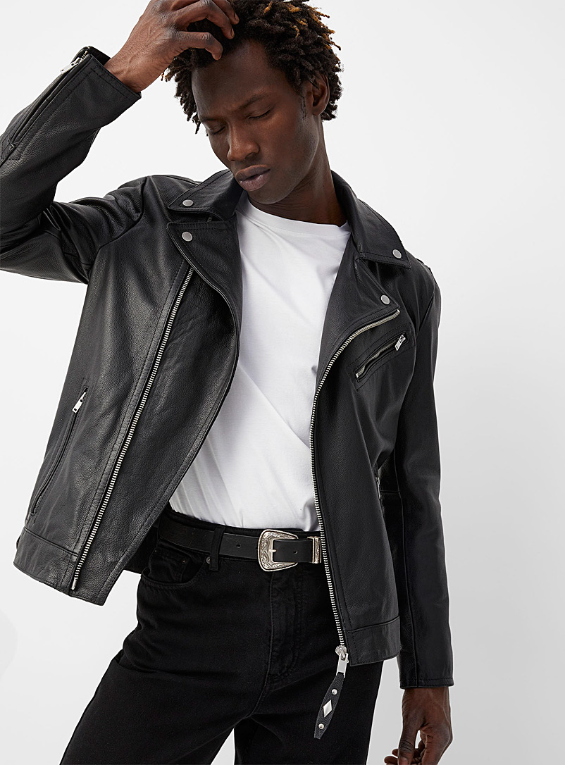 Sly & Co: La veste en cuir Rebel Noir pour homme