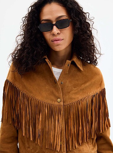 Supple fringed suede jacket