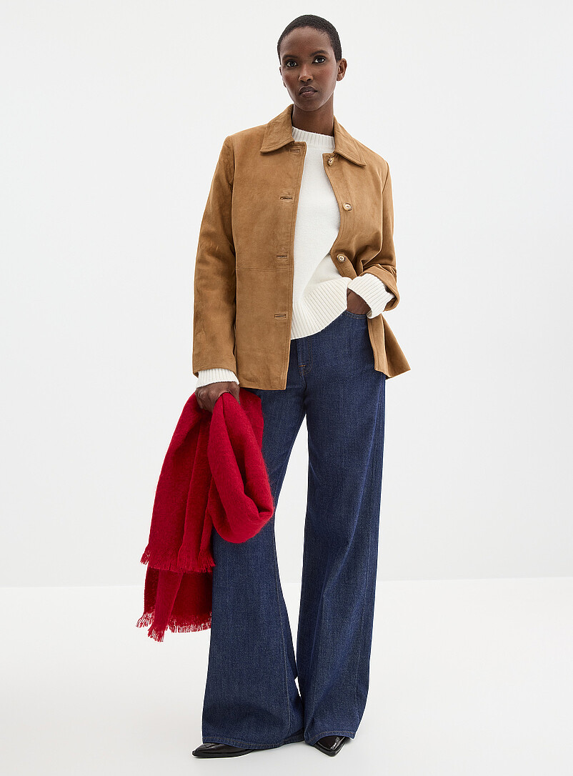 Matilda shirt-collar suede jacket product image (primary)