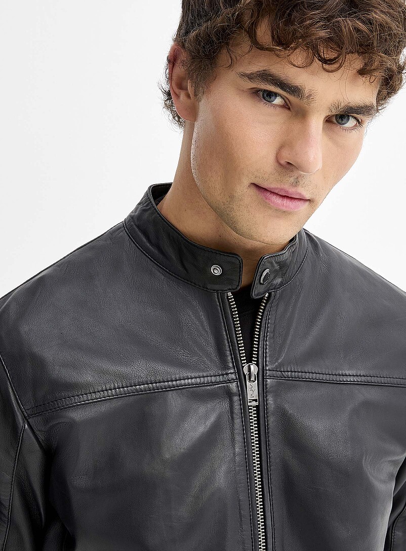 Genuine leather biker jacket product image 2