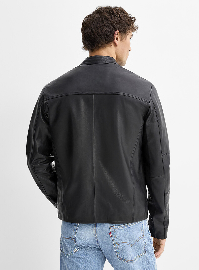Genuine leather biker jacket product image 3