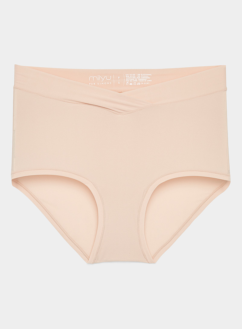 Miiyu Ivory/Cream Beige Criss-cross high-waist panty for women