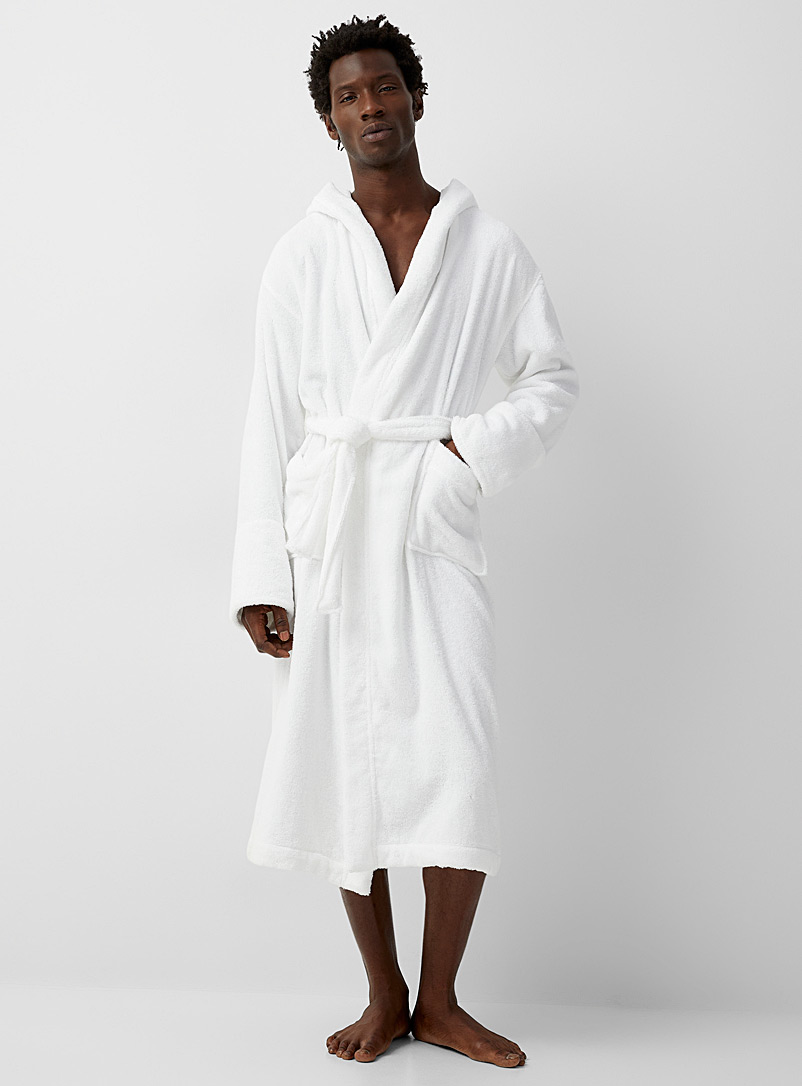 Le 31 White Terry hooded robe for men