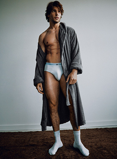 Hooded terry bathrobe