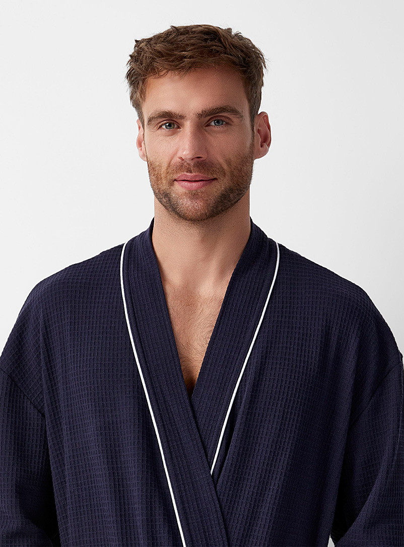 Le 31 White Essential waffle robe for men