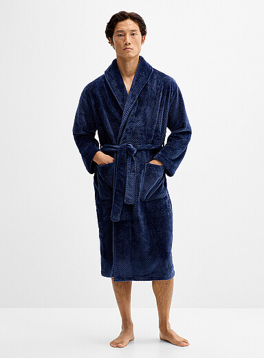 Le 31: La robe de chambre ultradouce chevrons Bleu marine - Bleu nuit pour homme