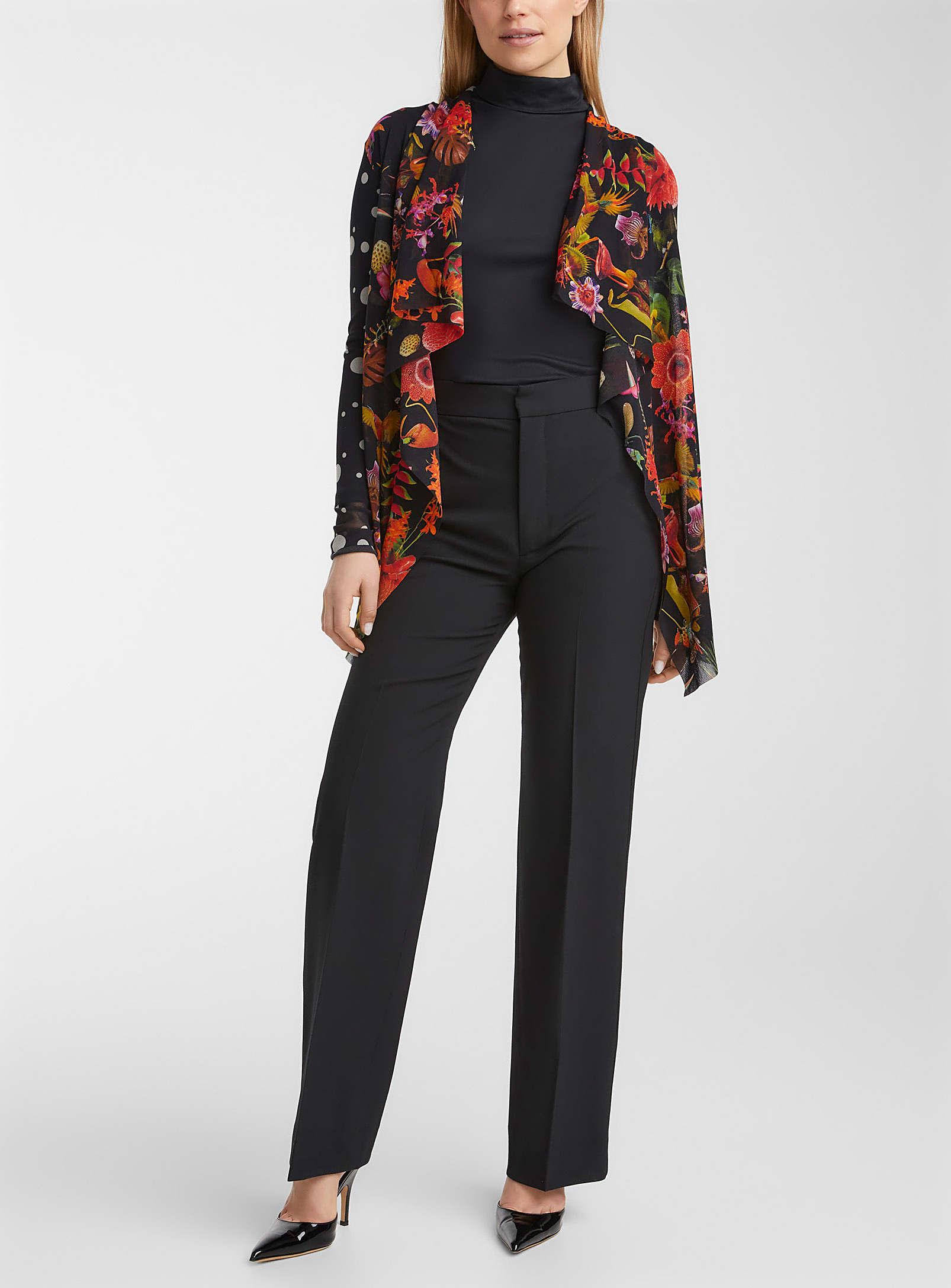 FUZZI - Women's Flowers and polka dots tulle cardigan