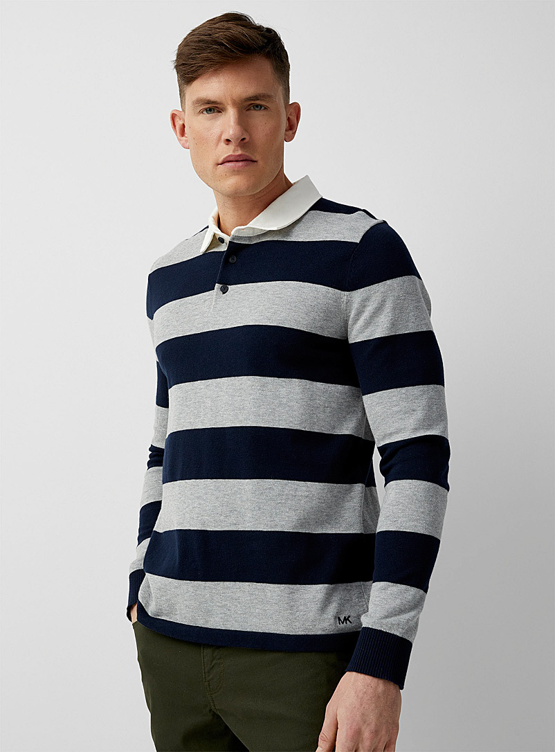 Michael Kors Marine Blue Fine knit rugby polo for men