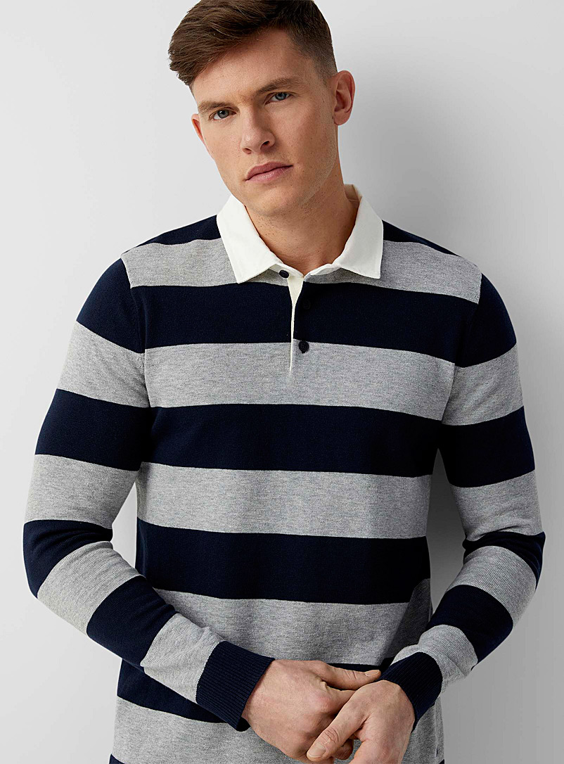 Michael Kors Marine Blue Fine knit rugby polo for men