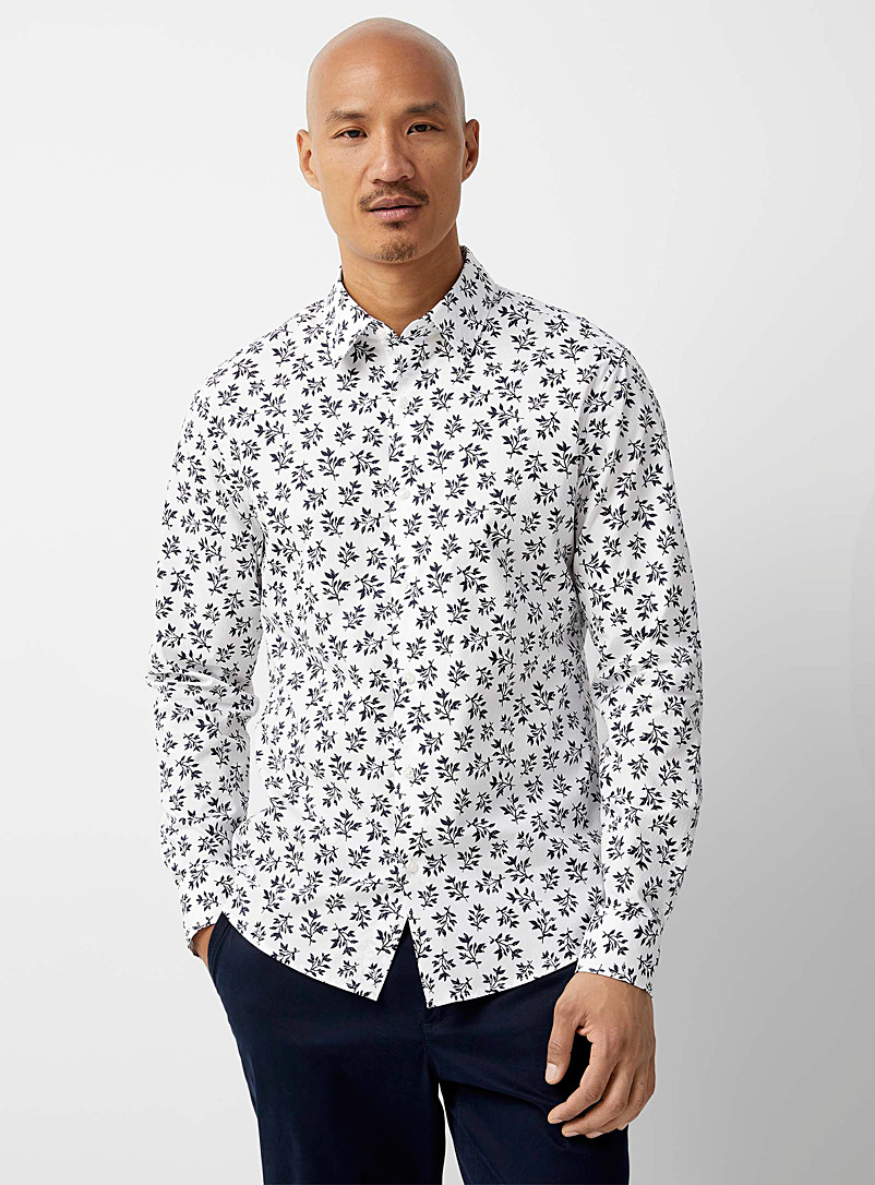 Michael Kors White Indigo foliage shirt for men