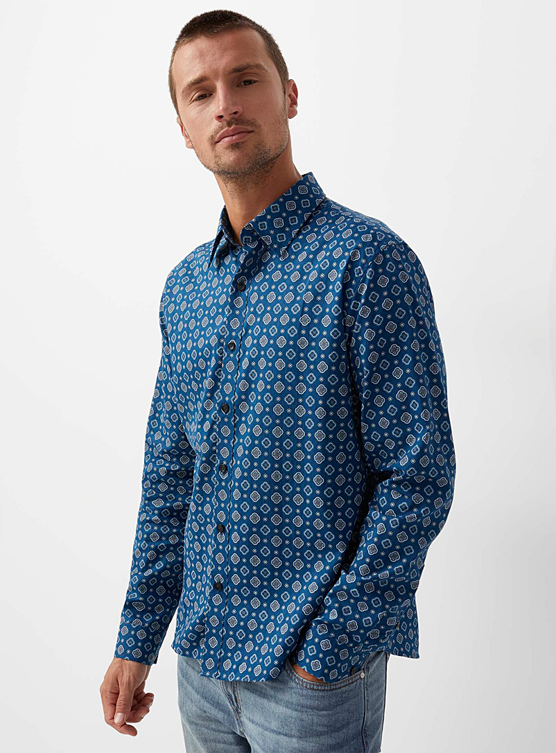 Michael Kors Blue Scarf pattern shirt Modern fit for men