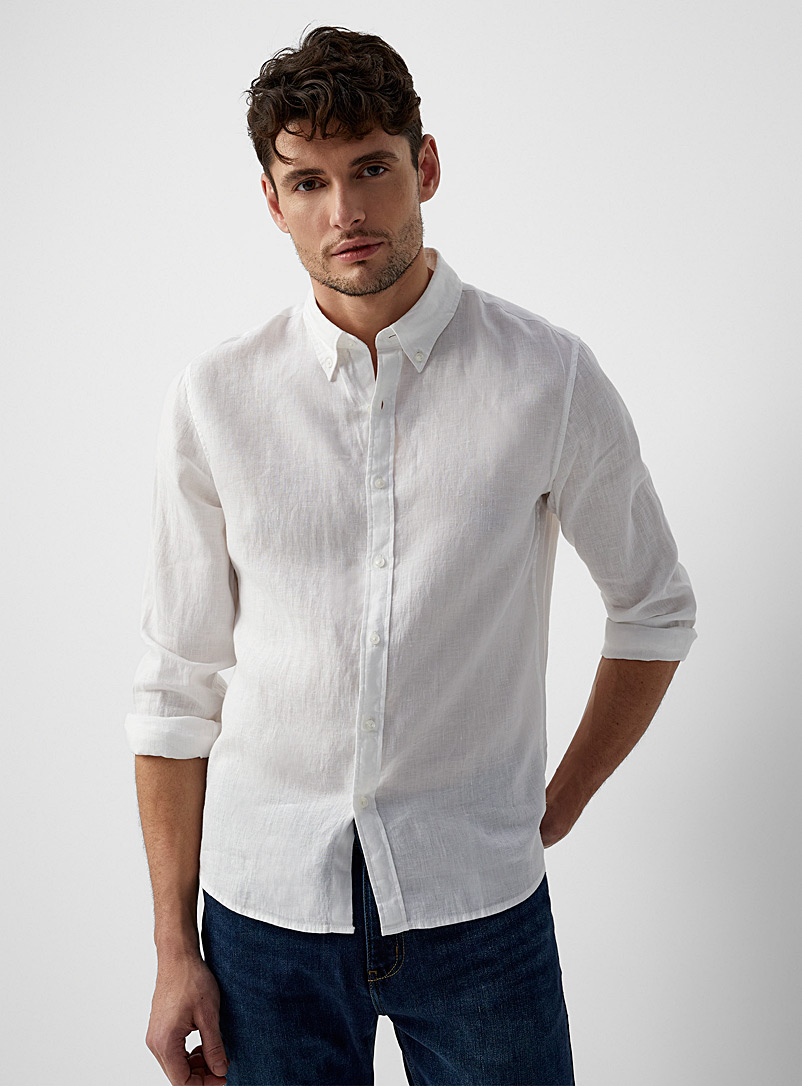 Michael Kors: La chemise pur lin épuré Blanc pour homme