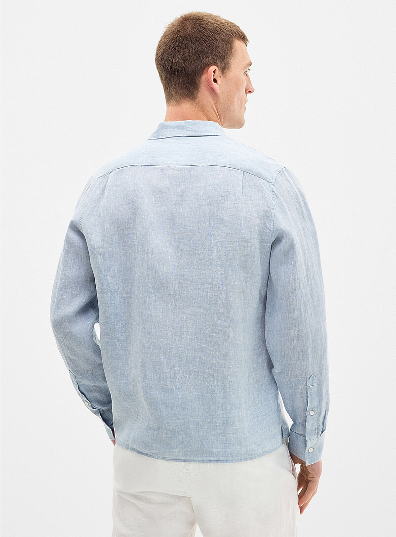 Michael Kors White Minimalist pure linen shirt <b>Classic fit</b> for men