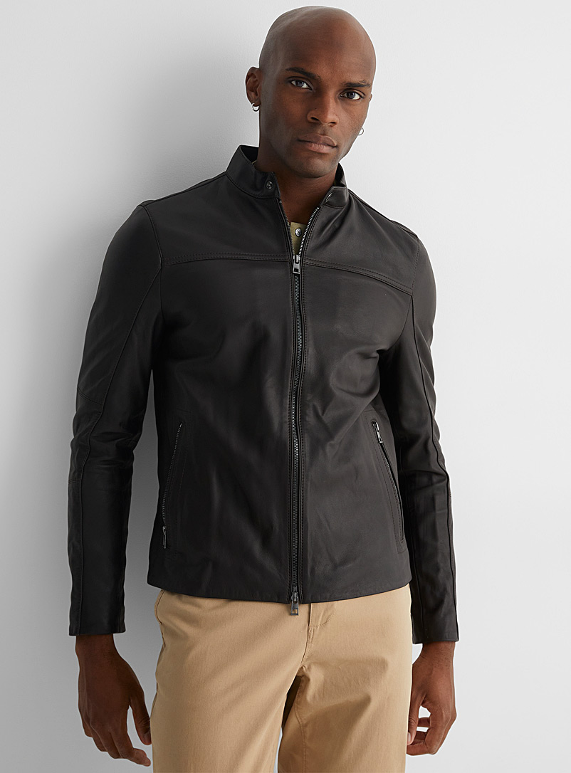 Michael Kors Dark Brown Biker leather jacket  for men