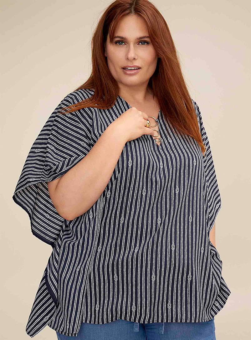 Rope stripe poncho blouse Plus size | Michael Michael Kors | | Simons